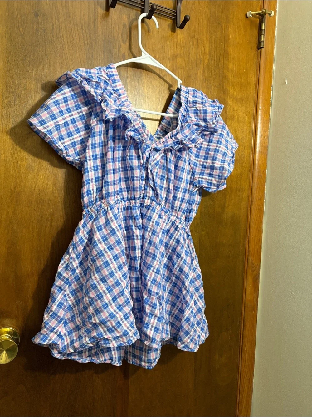 Haptics Pink & Blue Plaid Ruffle-Trim Casual Dress - Picture 1 of 5